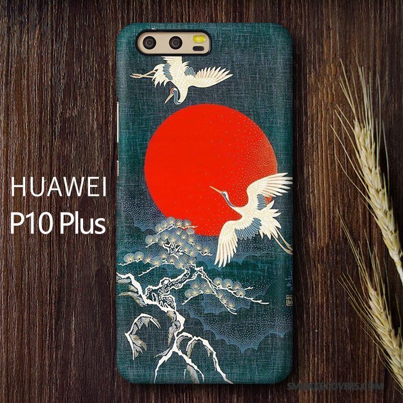 Etui Huawei P10 Plus Farve Kran Af Personlighed, Cover Huawei P10 Plus Kreativ Anti-fald Nubuck