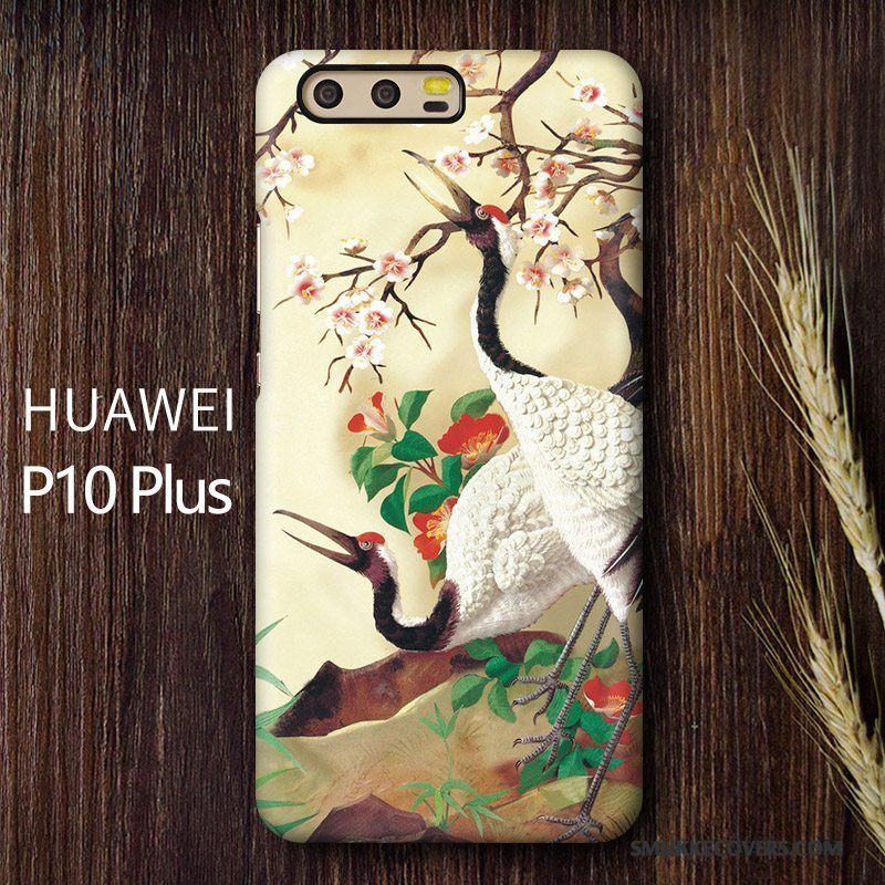 Etui Huawei P10 Plus Farve Kran Af Personlighed, Cover Huawei P10 Plus Kreativ Anti-fald Nubuck