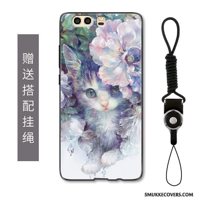 Etui Huawei P10 Plus Farve Kunst Kat, Cover Huawei P10 Plus Luksus Telefonblomster