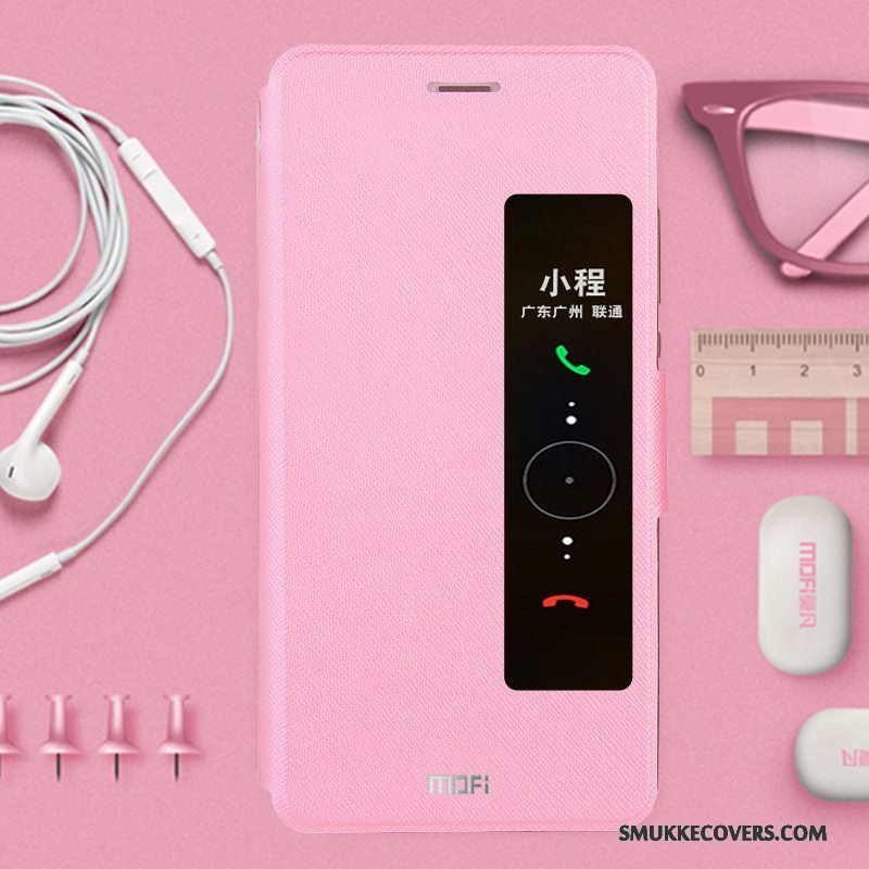 Etui Huawei P10 Plus Folio Anti-fald Telefon, Cover Huawei P10 Plus Læder Lyserød
