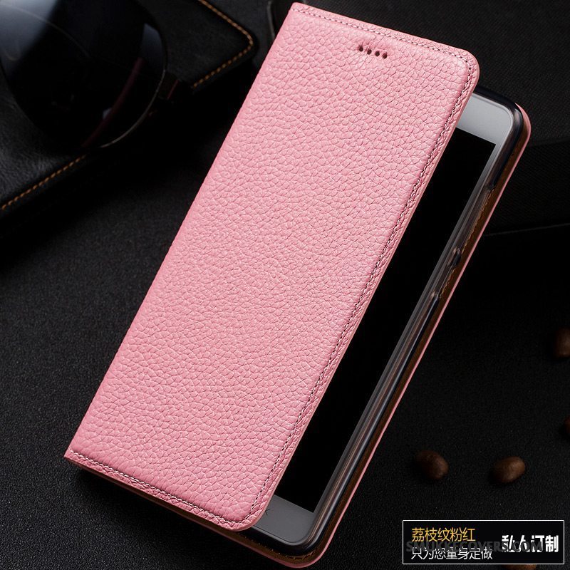 Etui Huawei P10 Plus Folio Litchi Sort, Cover Huawei P10 Plus Læder Telefon