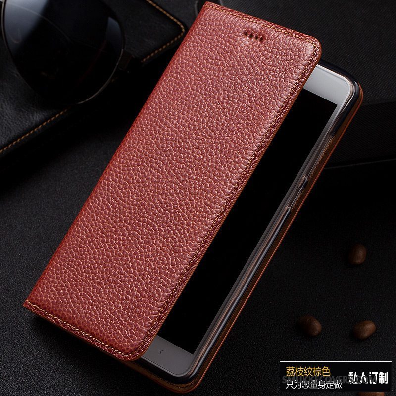 Etui Huawei P10 Plus Folio Litchi Sort, Cover Huawei P10 Plus Læder Telefon