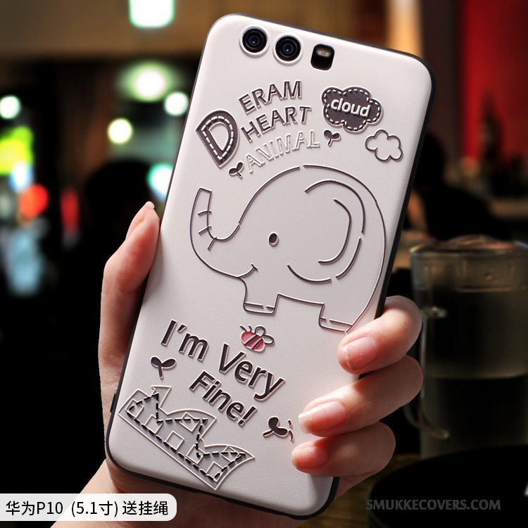 Etui Huawei P10 Plus Kreativ Hvid Telefon, Cover Huawei P10 Plus Tasker Af Personlighed Hængende Ornamenter