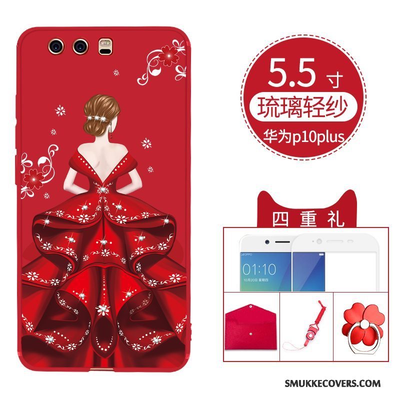 Etui Huawei P10 Plus Kreativ Nubuck Rød, Cover Huawei P10 Plus Tasker Ungdom Af Personlighed