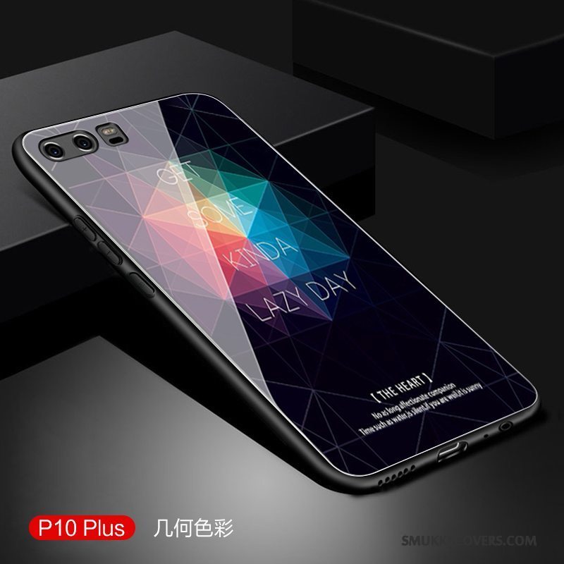 Etui Huawei P10 Plus Kreativ Telefonaf Personlighed, Cover Huawei P10 Plus Tasker Sort Glas