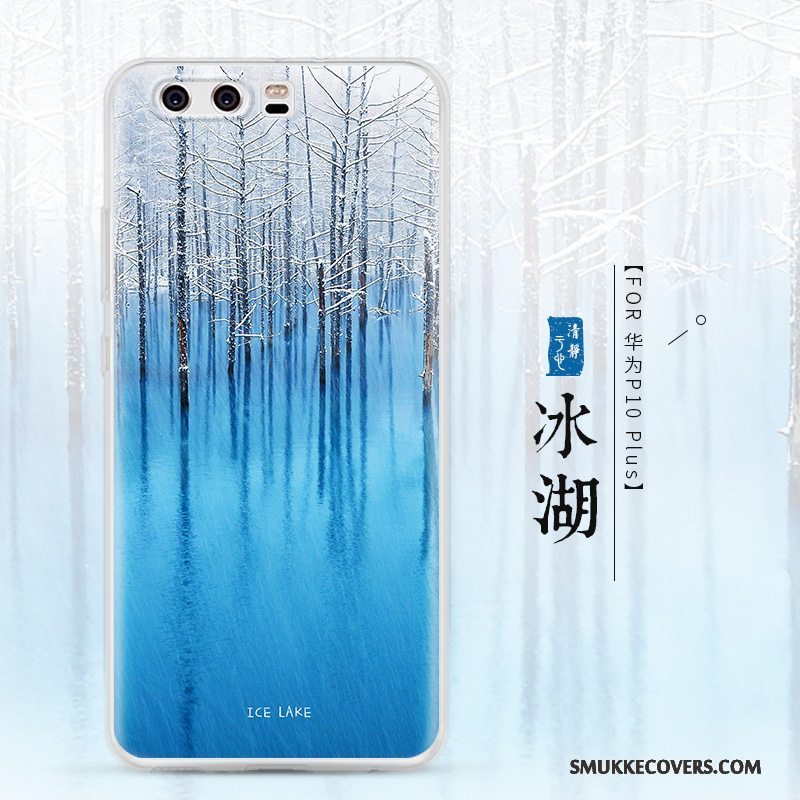 Etui Huawei P10 Plus Kreativ Telefonanti-fald, Cover Huawei P10 Plus Beskyttelse Gennemsigtig Blå