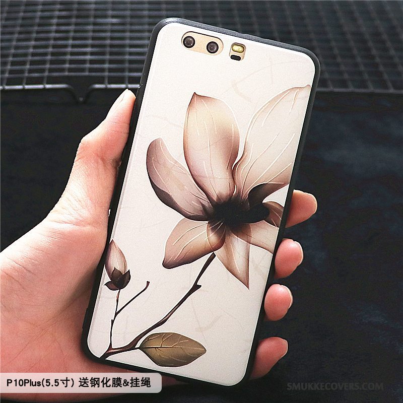 Etui Huawei P10 Plus Kreativ Trend Blomster, Cover Huawei P10 Plus Beskyttelse Blå Telefon