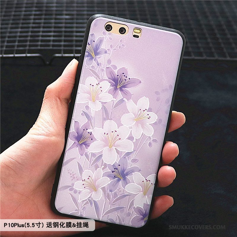 Etui Huawei P10 Plus Kreativ Trend Blomster, Cover Huawei P10 Plus Beskyttelse Blå Telefon