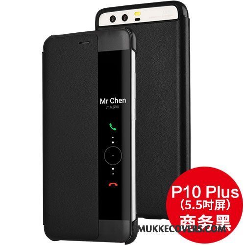 Etui Huawei P10 Plus Læder Sort Telefon, Cover Huawei P10 Plus Folio