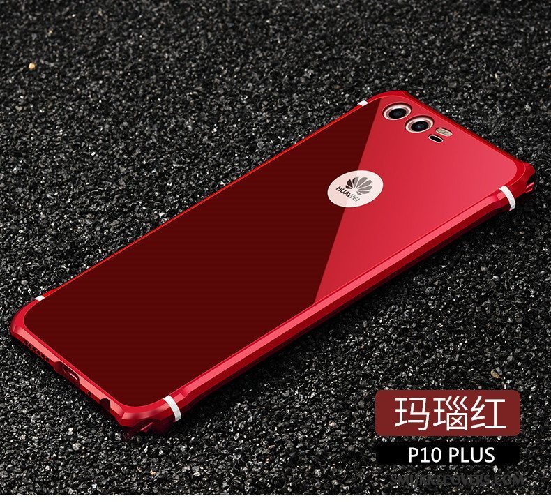 Etui Huawei P10 Plus Metal Simple Anti-fald, Cover Huawei P10 Plus Beskyttelse Rød Stor