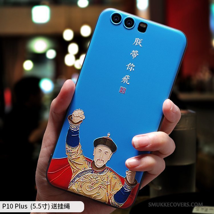 Etui Huawei P10 Plus Silikone Blå Anti-fald, Cover Huawei P10 Plus Blød Nubuck Telefon