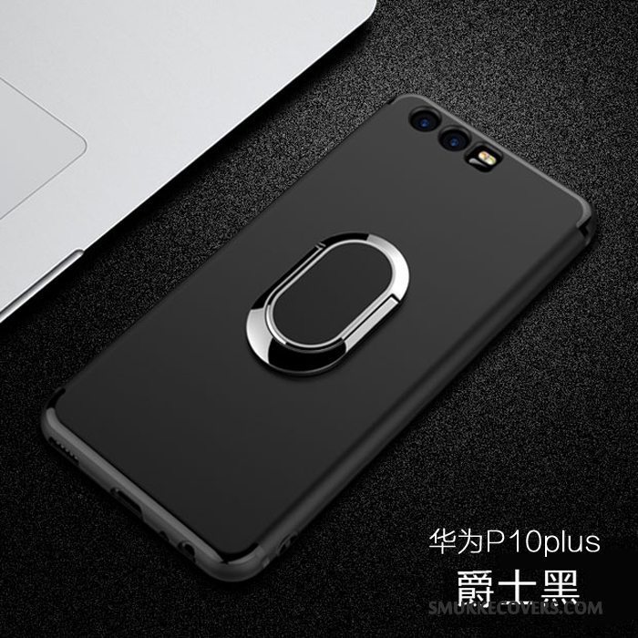 Etui Huawei P10 Plus Silikone Sort Trend, Cover Huawei P10 Plus Metal Magnetisk Anti-fald