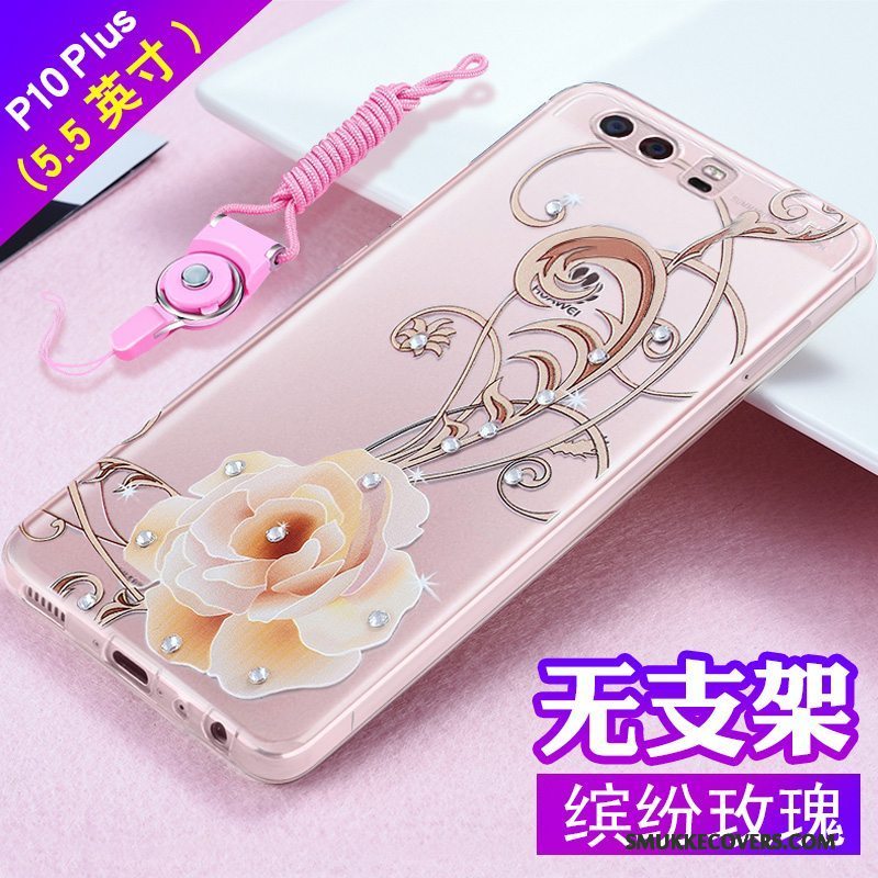 Etui Huawei P10 Plus Silikone Telefonanti-fald, Cover Huawei P10 Plus Relief Lyserød Trend