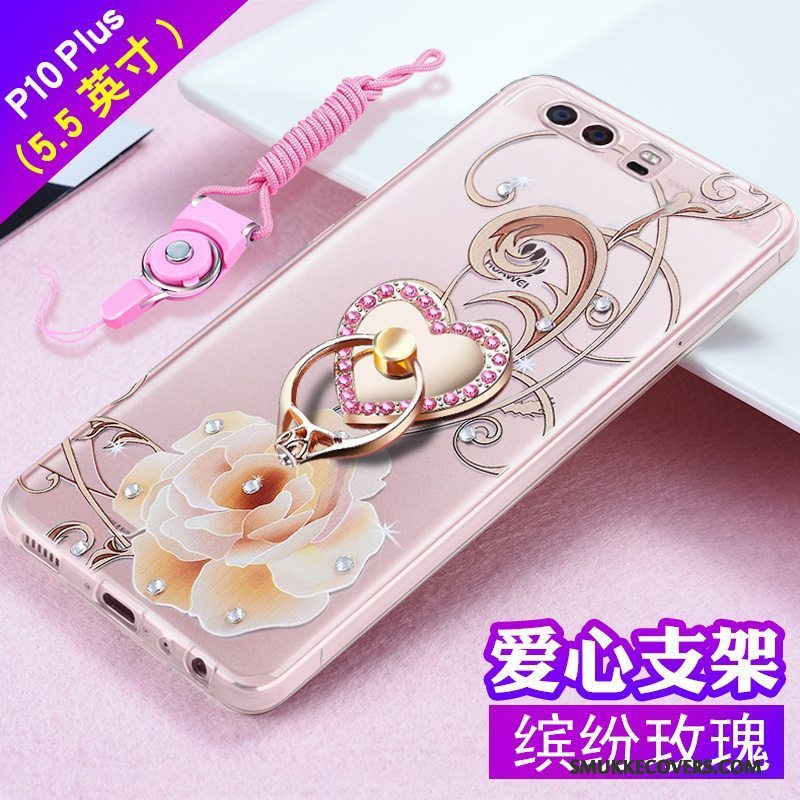 Etui Huawei P10 Plus Silikone Telefonanti-fald, Cover Huawei P10 Plus Relief Lyserød Trend