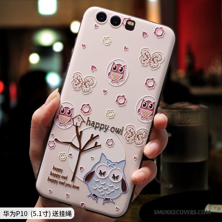Etui Huawei P10 Plus Silikone Telefonlyserød, Cover Huawei P10 Plus Cartoon Smuk Hængende Ornamenter