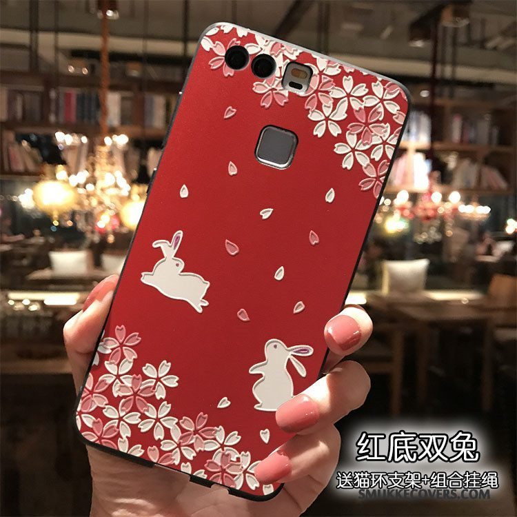 Etui Huawei P10 Plus Silikone Telefontrend, Cover Huawei P10 Plus Rød Hængende Ornamenter