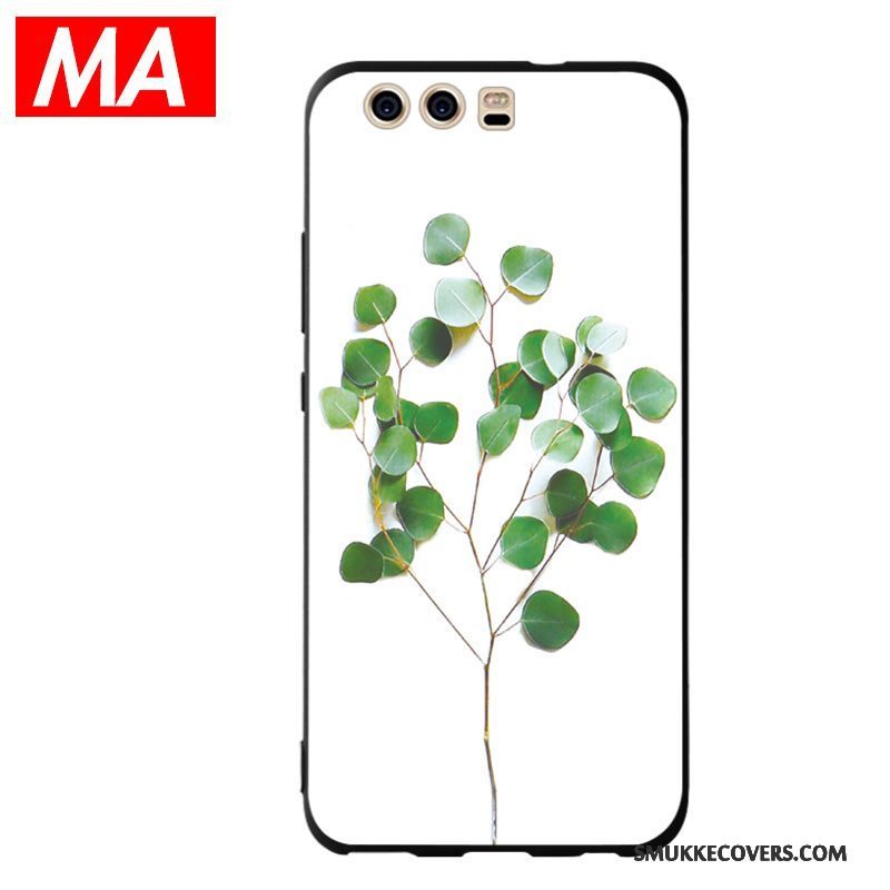 Etui Huawei P10 Plus Tasker Blad Blomster, Cover Huawei P10 Plus Blød Hvid Frisk