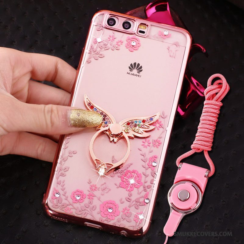 Etui Huawei P10 Plus Tasker Hængende Ornamenter Telefon, Cover Huawei P10 Plus Beskyttelse Pu Lyserød