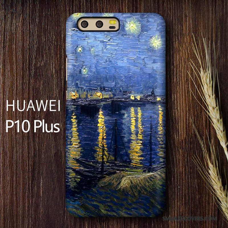 Etui Huawei P10 Plus Tasker Kunst Anti-fald, Cover Huawei P10 Plus Kreativ Blå Høj