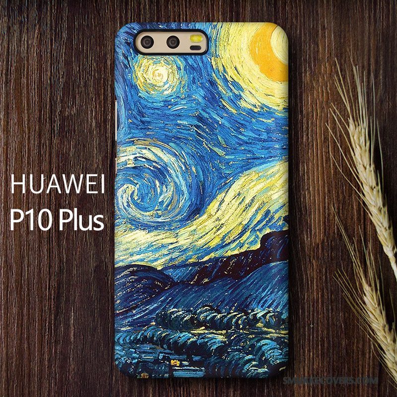 Etui Huawei P10 Plus Tasker Kunst Anti-fald, Cover Huawei P10 Plus Kreativ Blå Høj