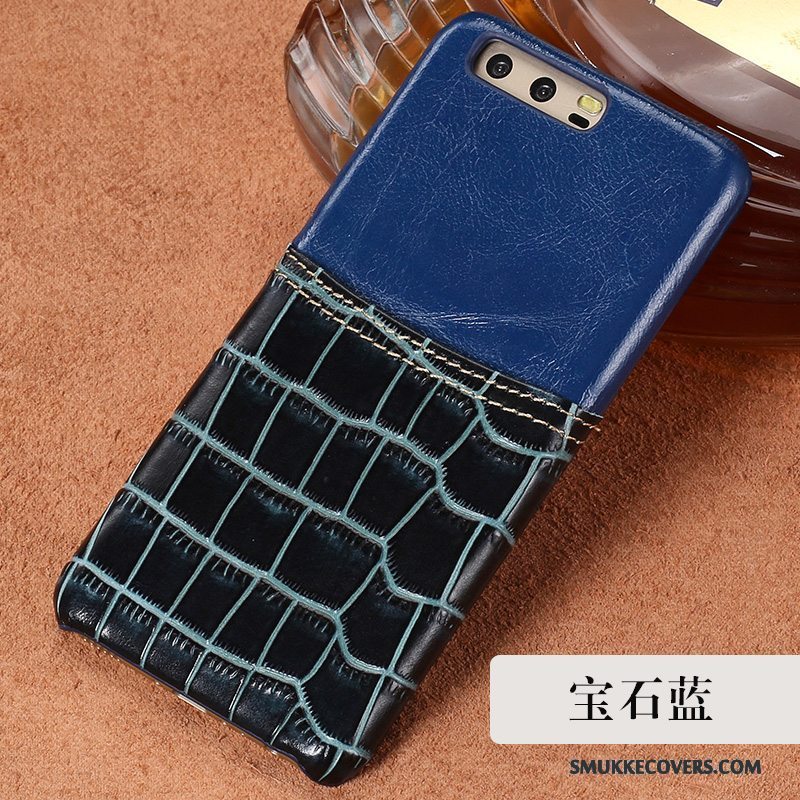 Etui Huawei P10 Plus Tasker Mørkeblå Af Personlighed, Cover Huawei P10 Plus Læder Anti-fald Elegante