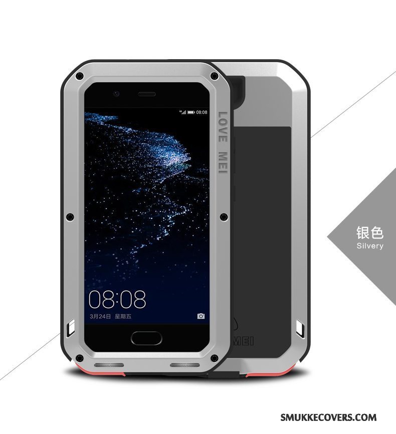 Etui Huawei P10 Plus Tasker Tre Forsvar Rød, Cover Huawei P10 Plus Beskyttelse Telefonanti-fald
