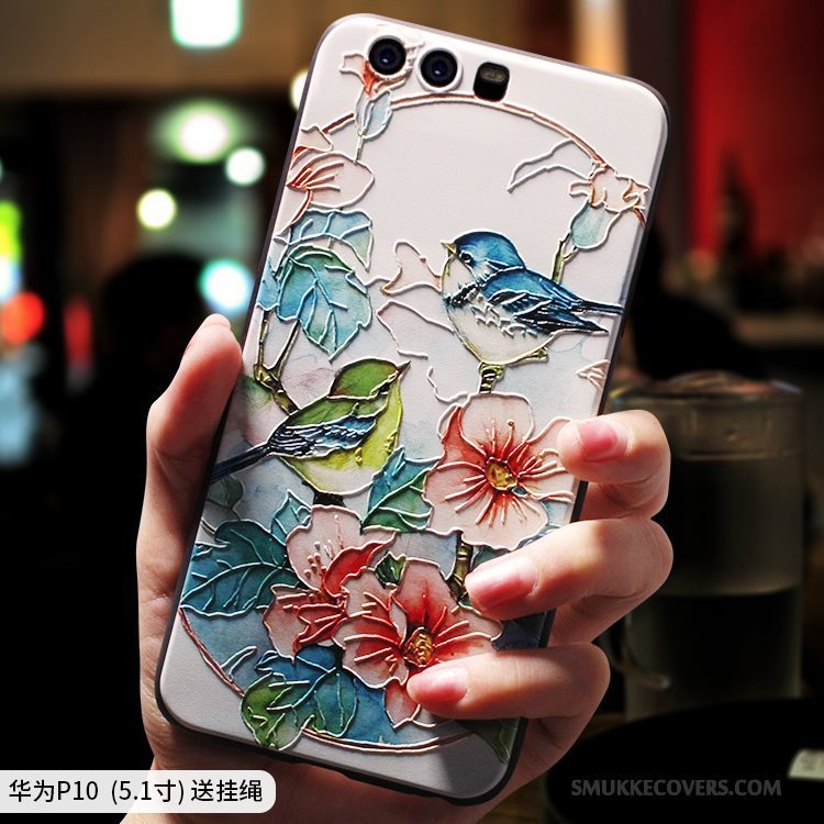 Etui Huawei P10 Silikone Af Personlighed Kinesisk Stil, Cover Huawei P10 Blød Blå Anti-fald