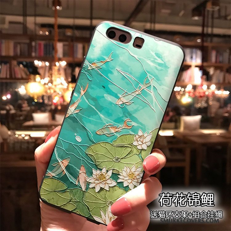 Etui Huawei P10 Silikone Telefonvind, Cover Huawei P10 Grøn Hængende Ornamenter