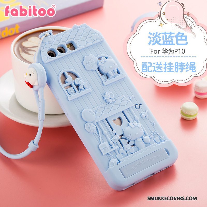 Etui Huawei P10 Tasker Hængende Ornamenter Kanin, Cover Huawei P10 Silikone Lilla Anti-fald