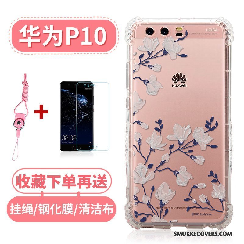 Etui Huawei P10 Tasker Lyserød Telefon, Cover Huawei P10 Silikone Gennemsigtig Gasbag