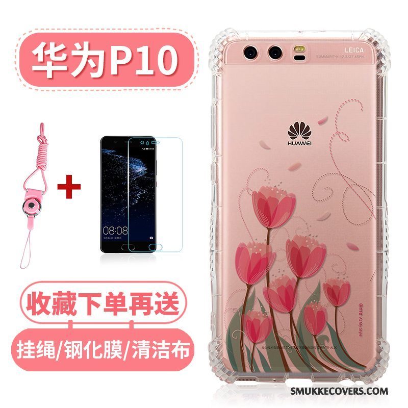 Etui Huawei P10 Tasker Lyserød Telefon, Cover Huawei P10 Silikone Gennemsigtig Gasbag