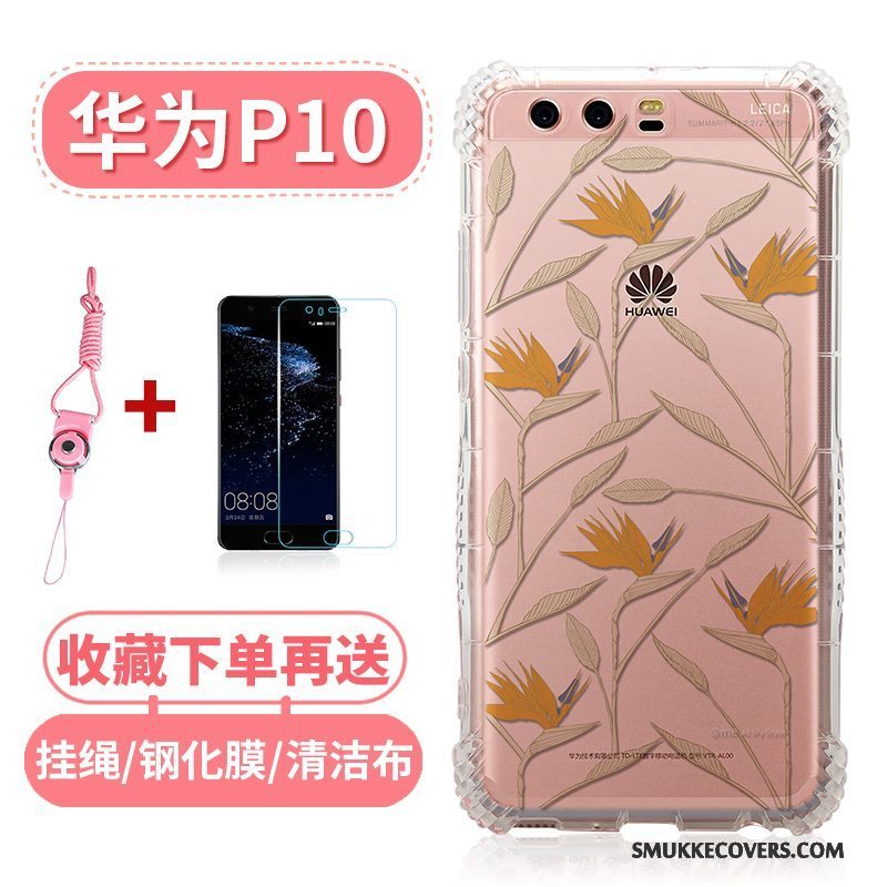 Etui Huawei P10 Tasker Lyserød Telefon, Cover Huawei P10 Silikone Gennemsigtig Gasbag