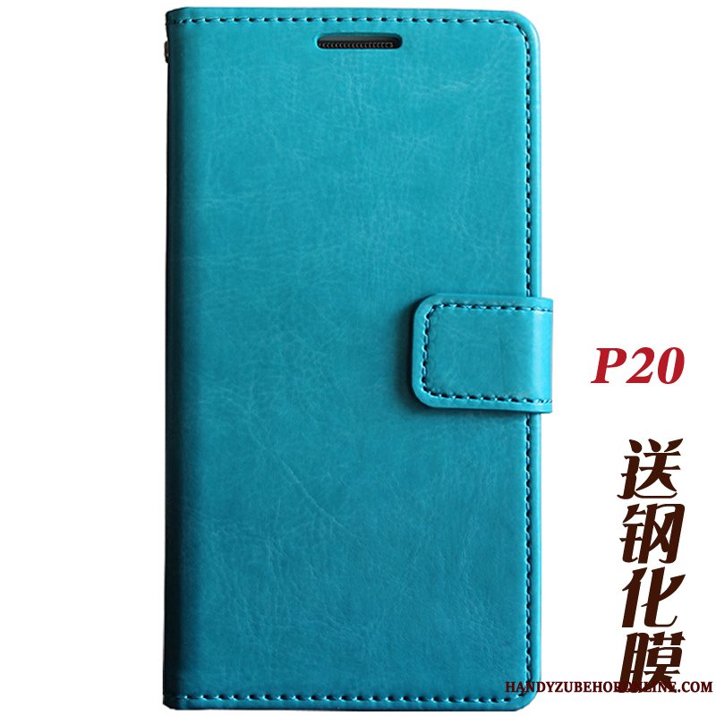 Etui Huawei P20 Folio Skærmbeskyttelse Anti-fald, Cover Huawei P20 Tasker Telefonhærdning