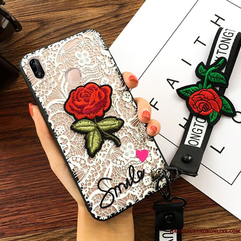 Etui Huawei P20 Lite Relief Telefonhvid, Cover Huawei P20 Lite Beskyttelse Hængende Ornamenter Trend