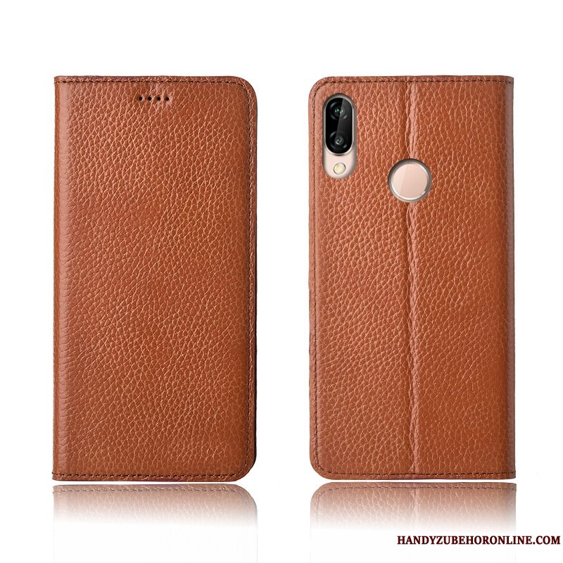 Etui Huawei P20 Lite Silikone Litchi Telefon, Cover Huawei P20 Lite Læder Ny Anti-fald