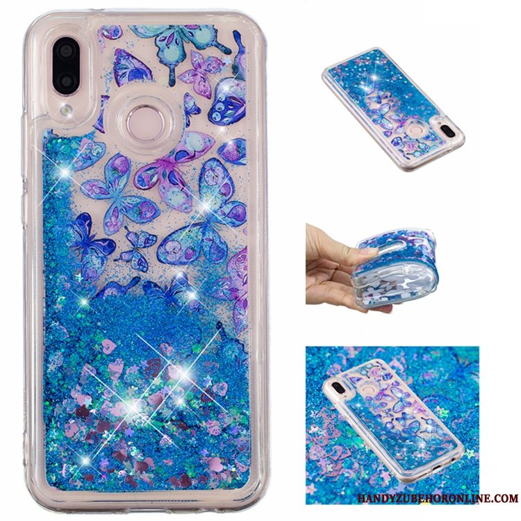 Etui Huawei P20 Lite Strass Quicksand Blå, Cover Huawei P20 Lite Stjerne Anti-fald