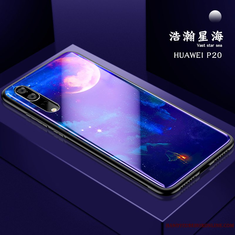 Etui Huawei P20 Malet Glas Net Red, Cover Huawei P20 Beskyttelse Blå Af Personlighed