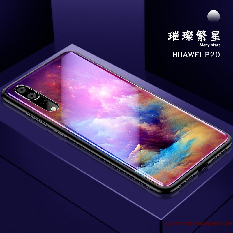 Etui Huawei P20 Malet Glas Net Red, Cover Huawei P20 Beskyttelse Blå Af Personlighed