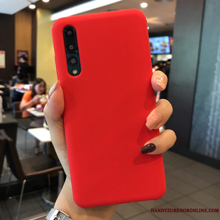 Etui Huawei P20 Pro Blød Net Red Solid Farve, Cover Huawei P20 Pro Silikone Telefonsuper