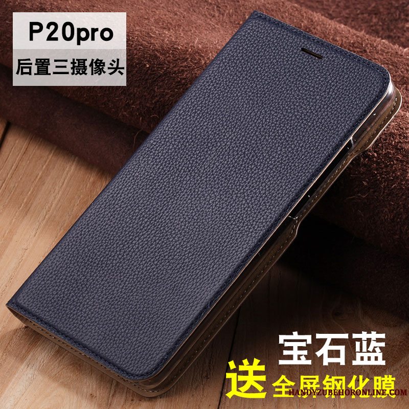 Etui Huawei P20 Pro Læder Sort Anti-fald, Cover Huawei P20 Pro Folio Telefon