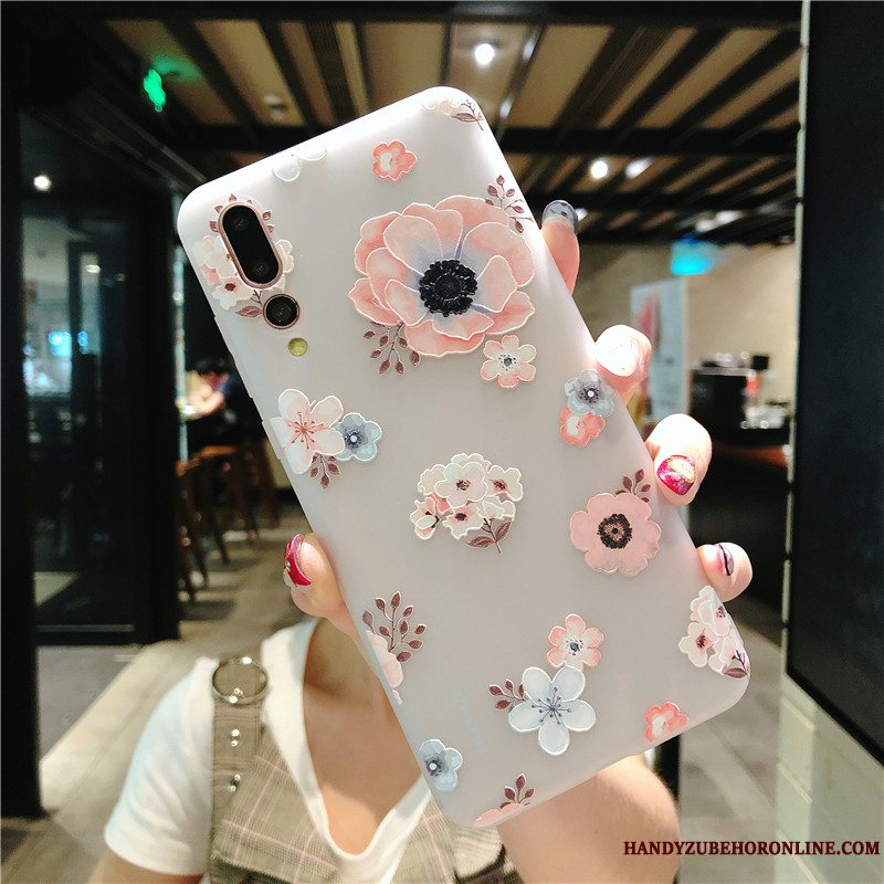 Etui Huawei P20 Pro Relief Telefonanti-fald, Cover Huawei P20 Pro Beskyttelse Blomster Lyserød