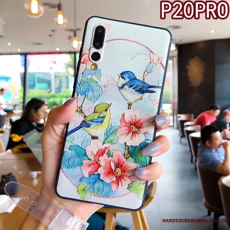 Etui Huawei P20 Pro Silikone Ring Telefon, Cover Huawei P20 Pro Relief Hængende Ornamenter Anti-fald