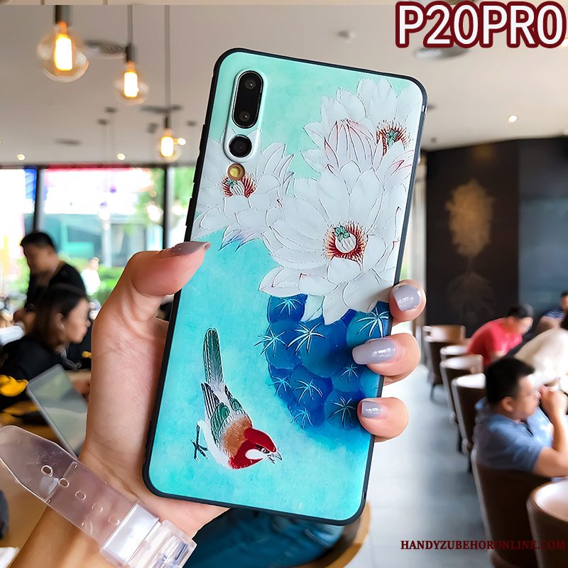 Etui Huawei P20 Pro Silikone Ring Telefon, Cover Huawei P20 Pro Relief Hængende Ornamenter Anti-fald