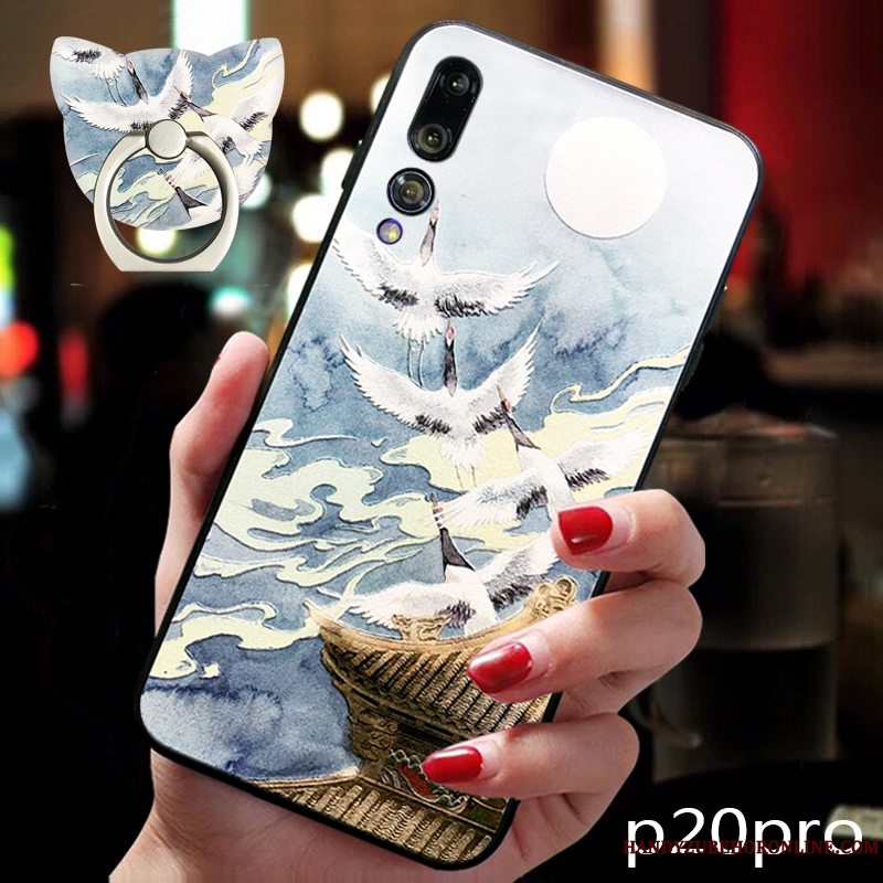 Etui Huawei P20 Pro Tasker Dragon Anti-fald, Cover Huawei P20 Pro Silikone Blå Af Personlighed