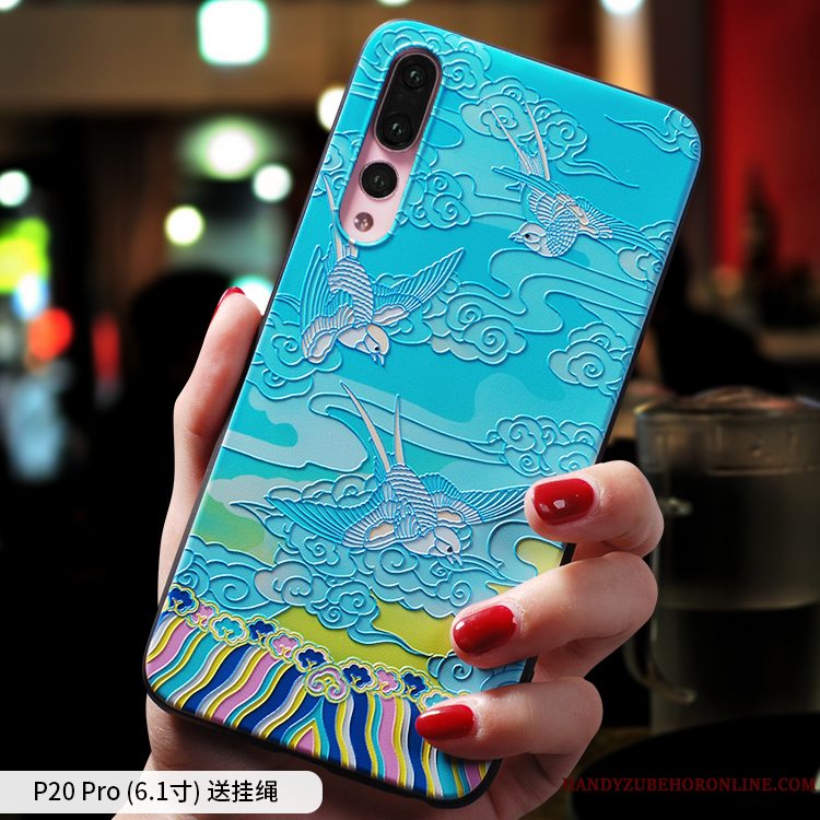 Etui Huawei P20 Pro Tasker Tynd Kinesisk Stil, Cover Huawei P20 Pro Blød Trend Nubuck