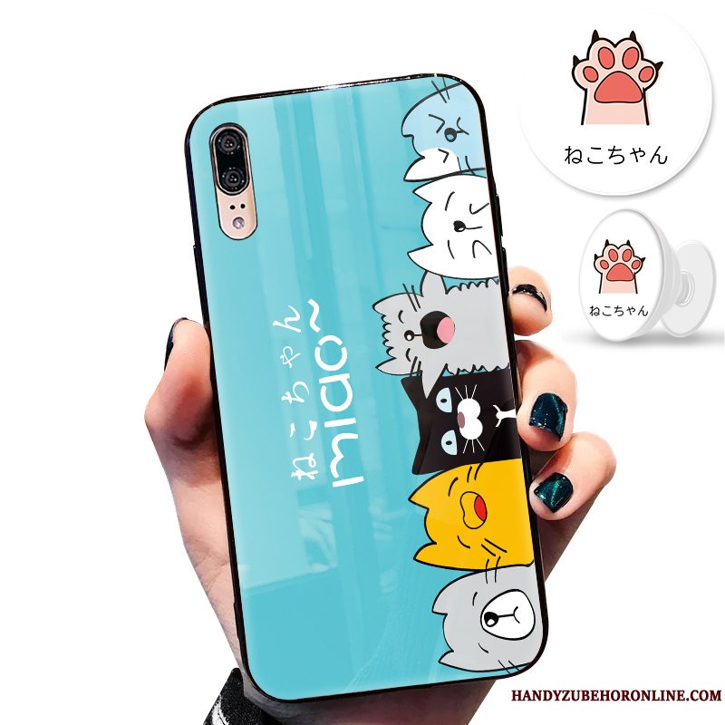 Etui Huawei P20 Silikone Anti-fald Rød, Cover Huawei P20 Kreativ Glas Lyse