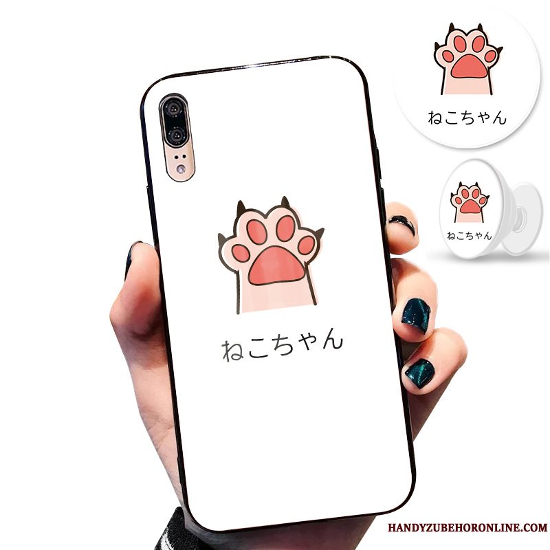 Etui Huawei P20 Silikone Anti-fald Rød, Cover Huawei P20 Kreativ Glas Lyse