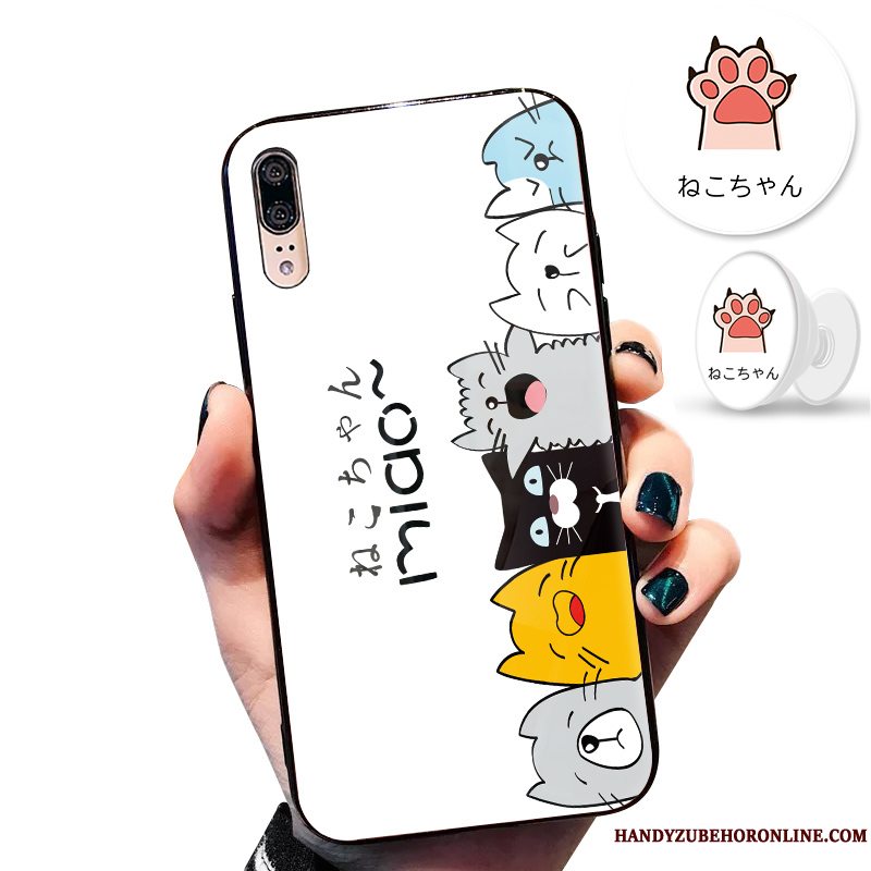 Etui Huawei P20 Silikone Anti-fald Rød, Cover Huawei P20 Kreativ Glas Lyse