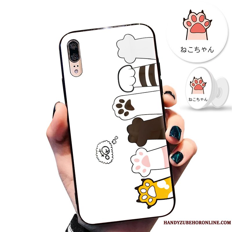 Etui Huawei P20 Silikone Anti-fald Rød, Cover Huawei P20 Kreativ Glas Lyse