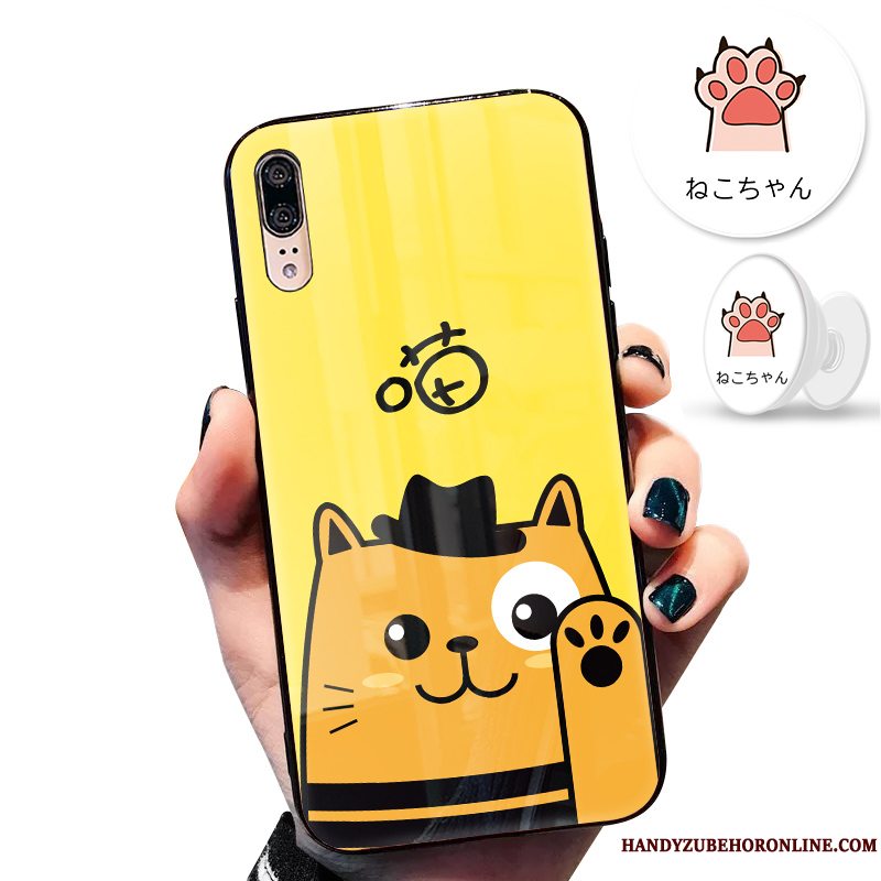 Etui Huawei P20 Silikone Anti-fald Rød, Cover Huawei P20 Kreativ Glas Lyse